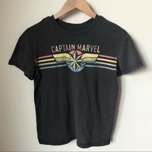 Captain Marvel Gray Tee with Pastel Logo Size S